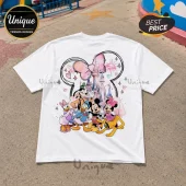 Mickey Mouse and Friends White Cotton T-Shirt features a colorful Disney castle graphic with character illustrations.