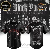 Black My Chemical Romance The Black Parade themed baseball jersey with Astros branding, skull graphics, and text details.!