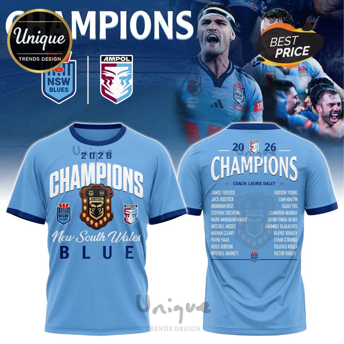 New South Wales Blues 2026 Champions Light Blue Shirt New South Wales Blues 2026 Champions Light Blue Shirt