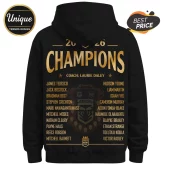 Black hoodie back featuring gold text 2026 CHAMPIONS, player names, and the NSW Blues rugby shield logo.!