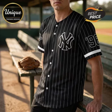 New York Yankees 1996 World Series Black Pinstripe Baseball Jersey