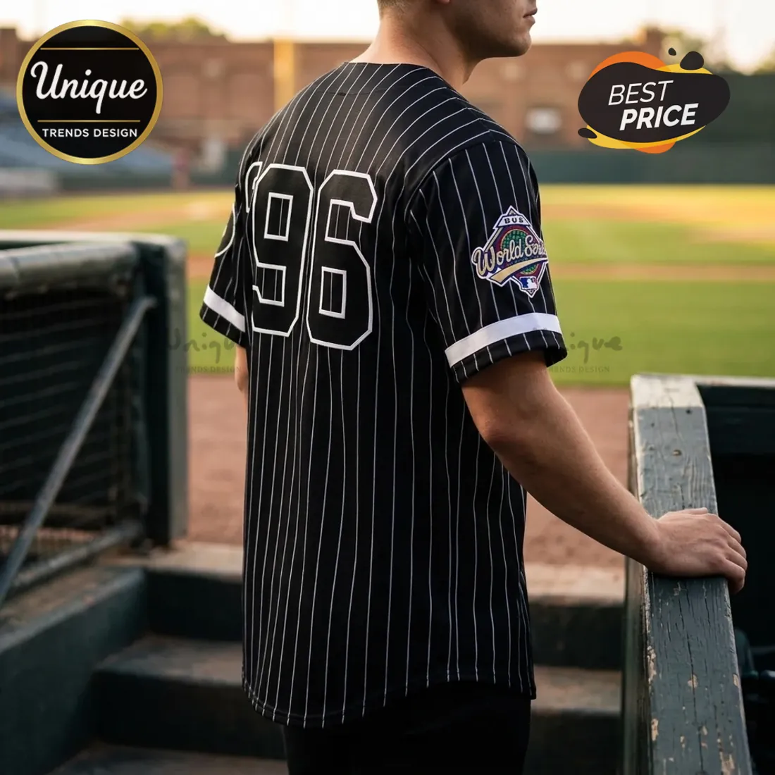 New York Yankees 1996 World Series Black Pinstripe Baseball Jersey New York Yankees 1996 World Series Black Pinstripe Baseball Jersey