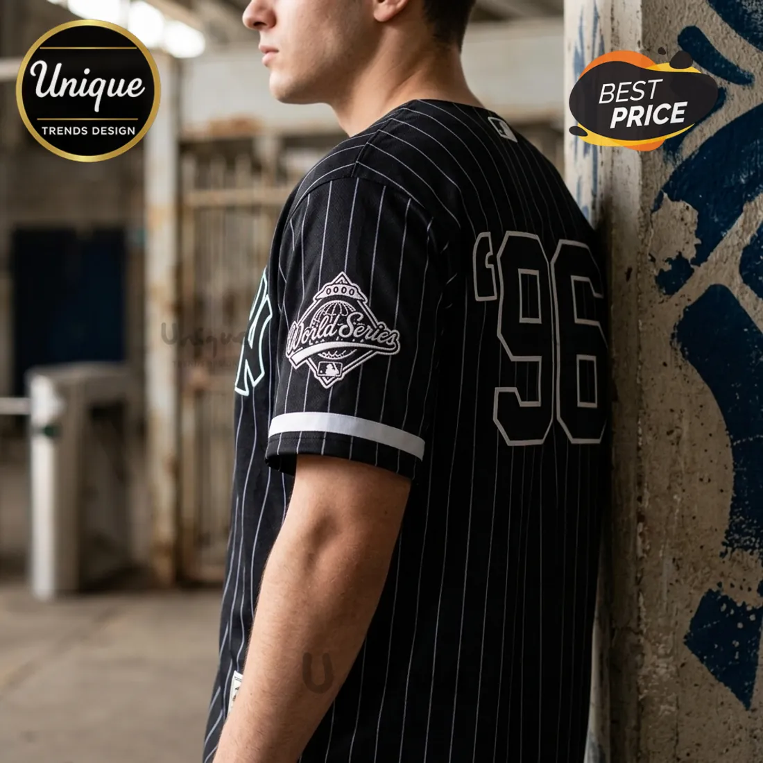New York Yankees 1996 World Series Black Pinstripe Baseball Jersey New York Yankees 1996 World Series Black Pinstripe Baseball Jersey