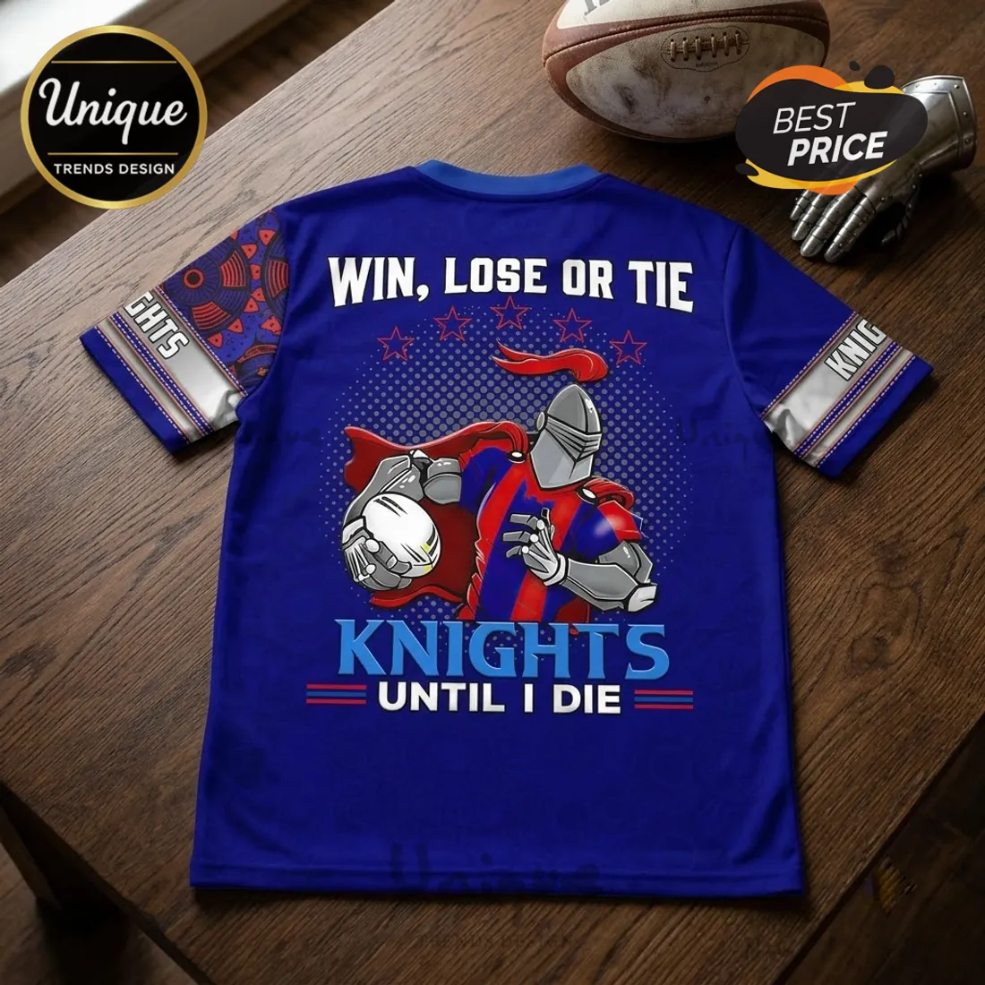 Newcastle Knights Blue Red Mascot T-Shirt Newcastle Knights Blue Red Mascot T-Shirt