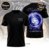 Black Nightwish 30th anniversary t-shirt featuring Roman numeral XXX on chest and band member names on back graphic.!