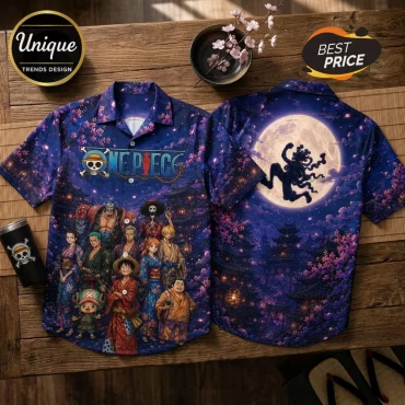 One Piece Gear 5 Luffy Navy Hawaiian Shirt