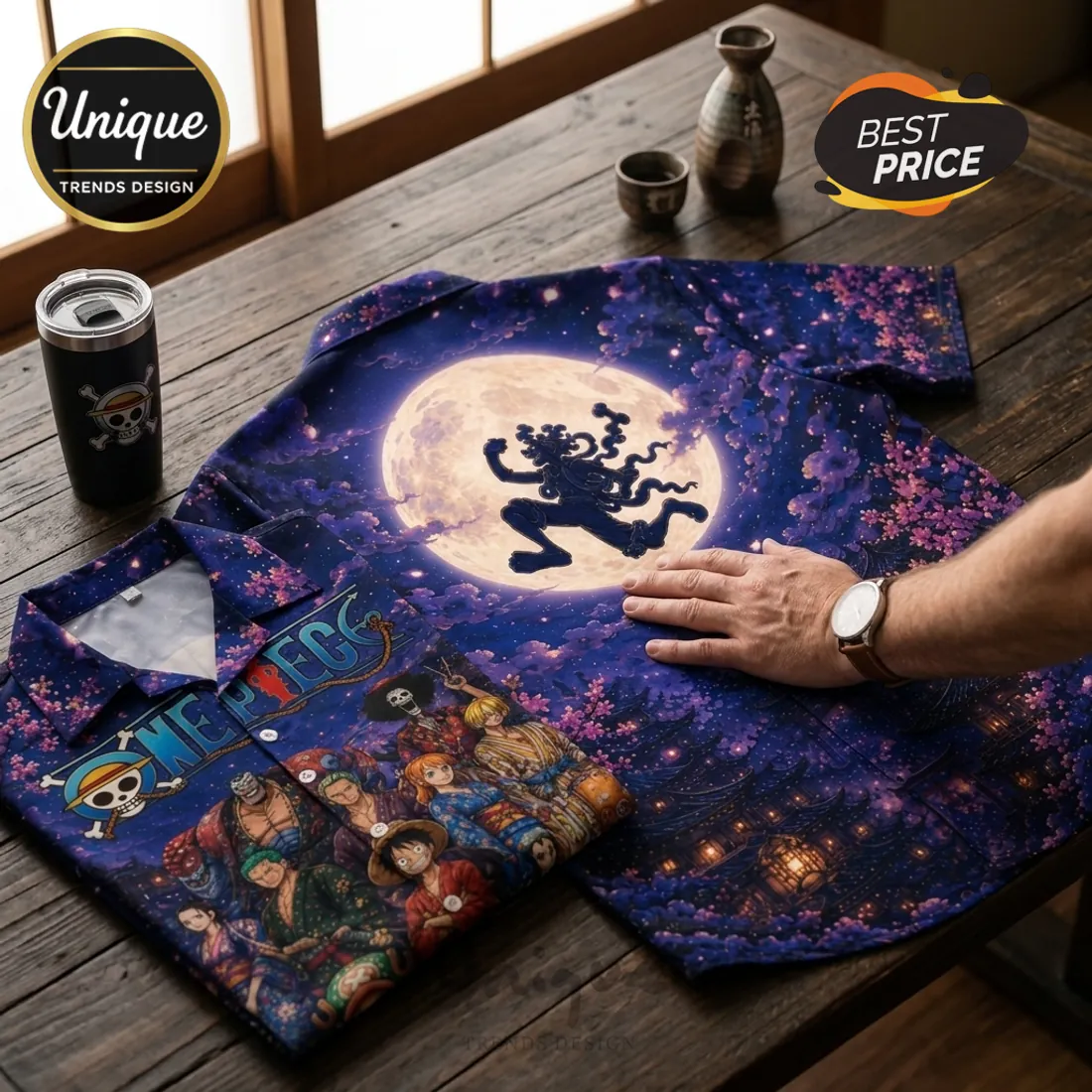 One Piece Gear 5 Luffy Navy Hawaiian Shirt One Piece Gear 5 Luffy Navy Hawaiian Shirt