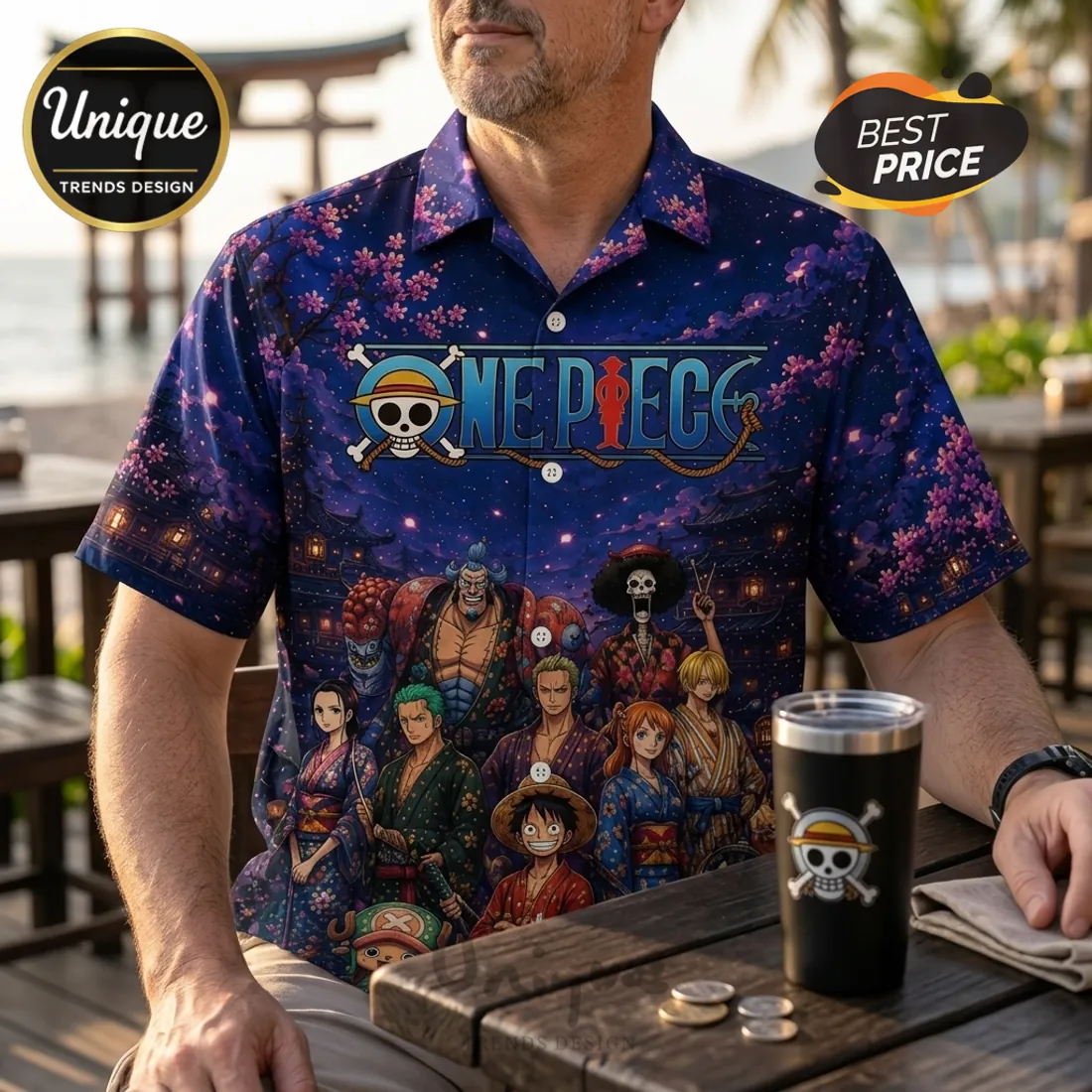 One Piece Gear 5 Luffy Navy Hawaiian Shirt One Piece Gear 5 Luffy Navy Hawaiian Shirt