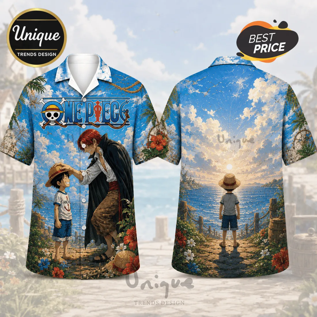 One Piece Shanks and Luffy Hawaiian Shirt One Piece Shanks and Luffy Hawaiian Shirt