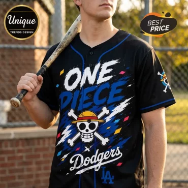 One Piece x Los Angeles Dodgers 2026 Black Baseball Jersey