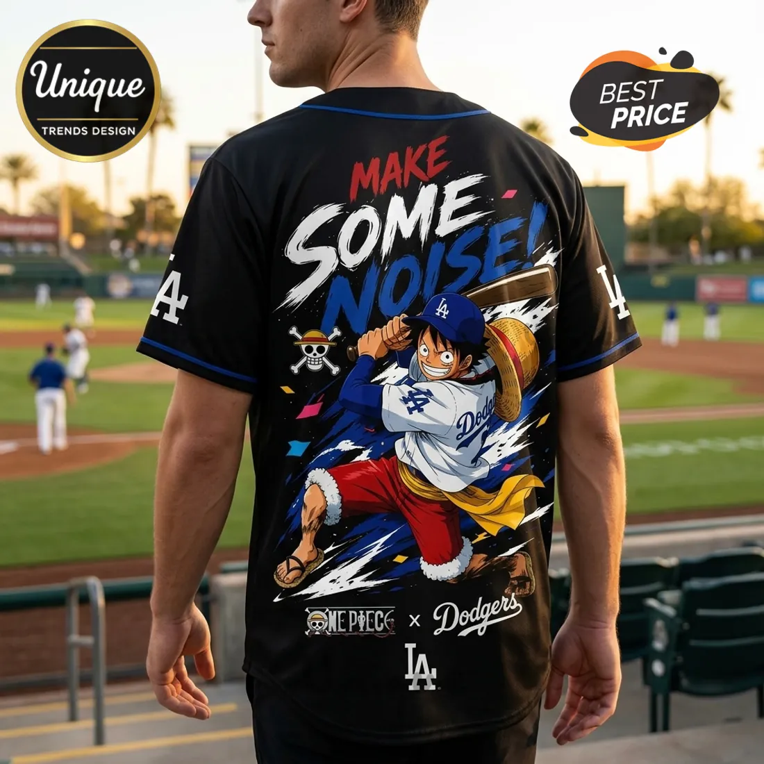 One Piece x Los Angeles Dodgers 2026 Black Baseball Jersey One Piece x Los Angeles Dodgers 2026 Black Baseball Jersey
