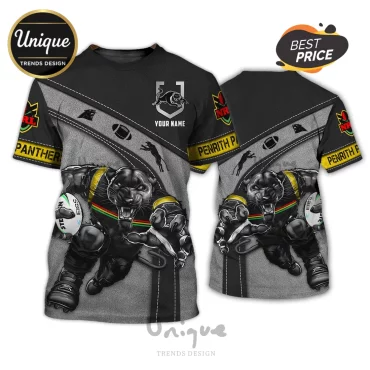 Penrith Panthers NRL Mascot Black Grey T-Shirt