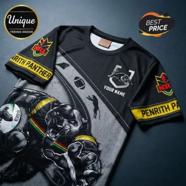 Penrith Panthers NRL Mascot Black Grey T-Shirt