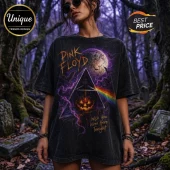 Black acid-wash Pink Floyd t-shirt with prism, pumpkin, full moon, and text reading Wish You Were Here Tonight.!