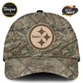 Pittsburgh Steelers baseball cap with brown tree branch camouflage pattern and central team logo patch.!