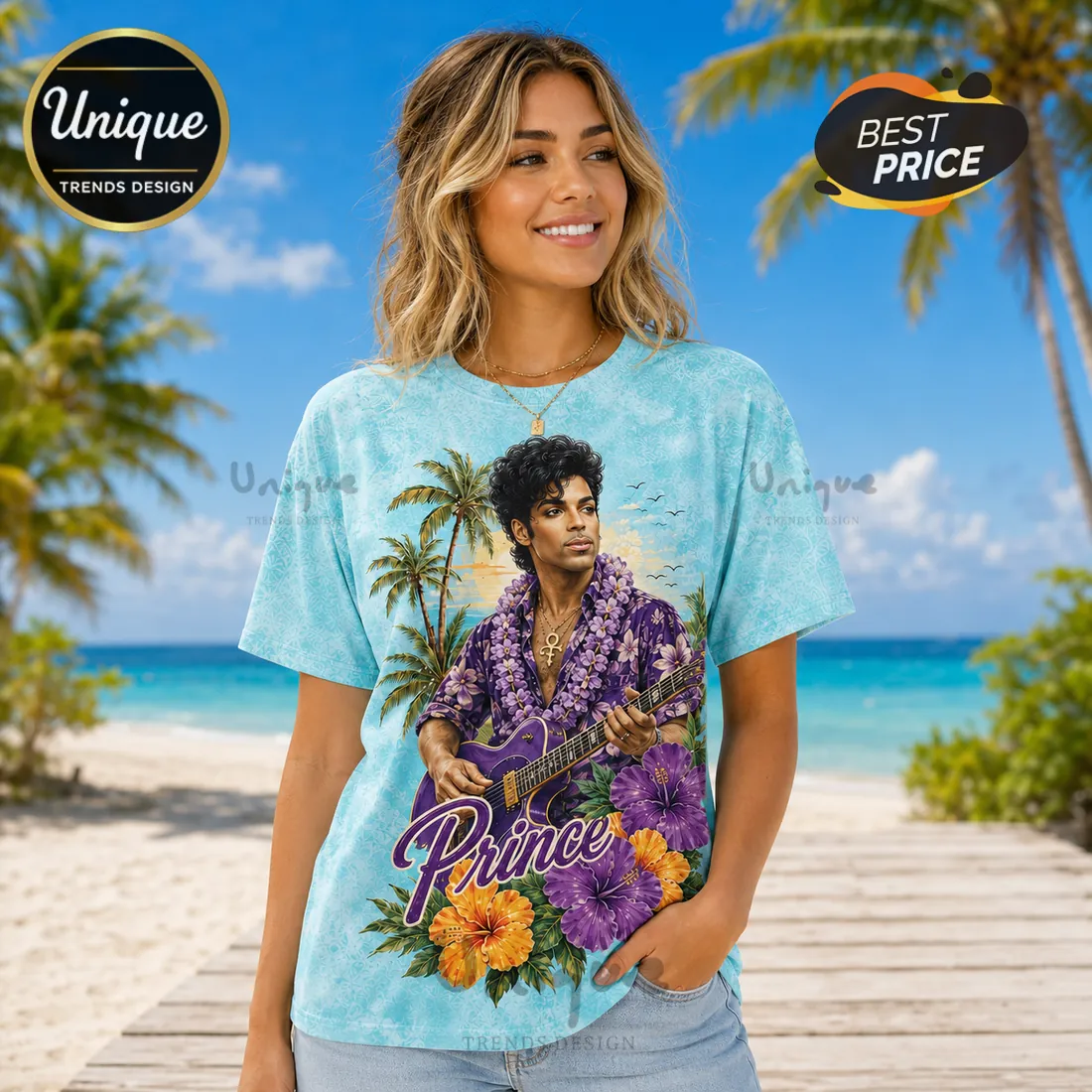 Prince Hawaiian Purple Floral T-Shirt Prince Hawaiian Purple Floral T-Shirt