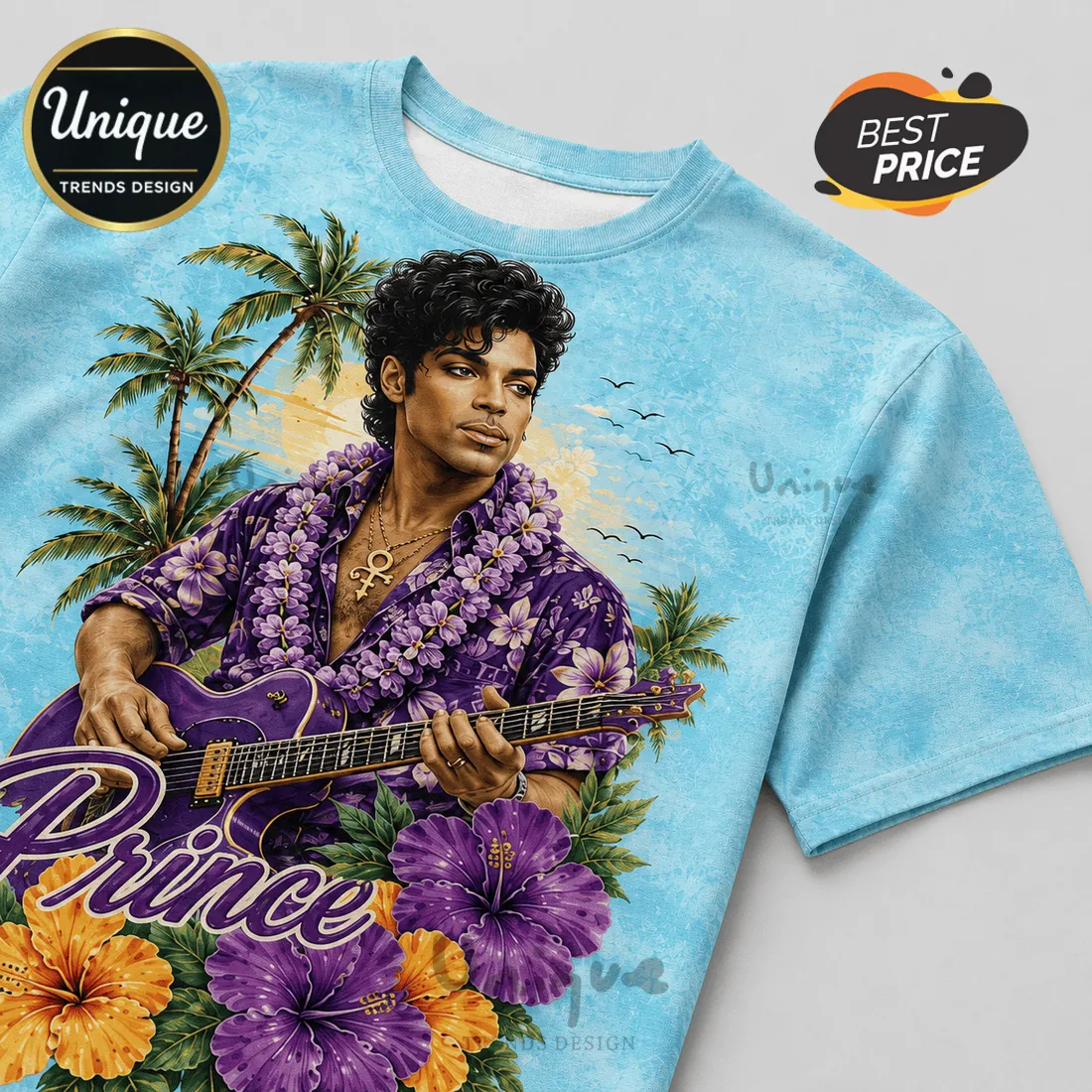Prince Hawaiian Purple Floral T-Shirt Prince Hawaiian Purple Floral T-Shirt