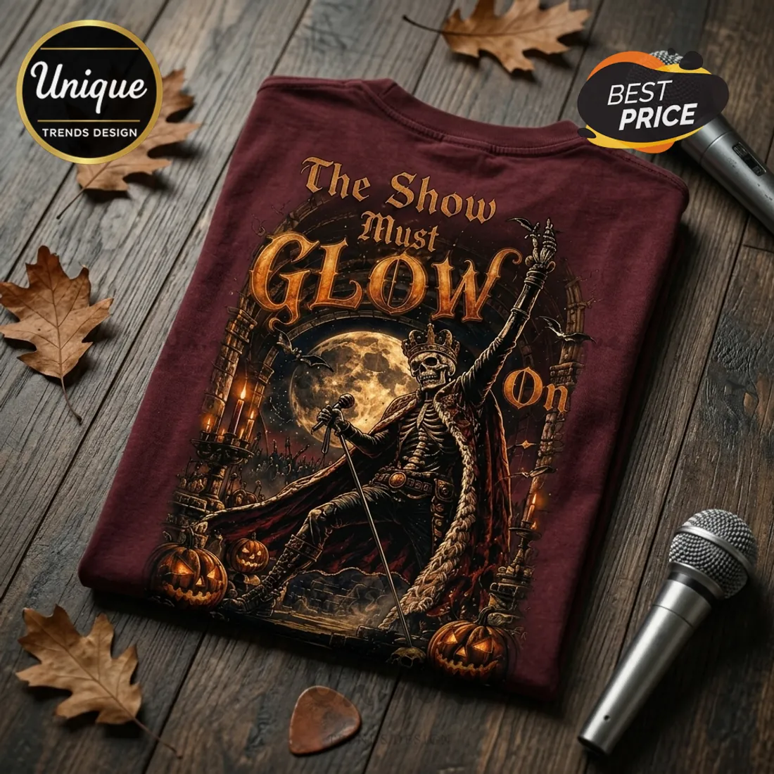 Queen The Show Must Glow On Maroon Vintage T-Shirt Queen The Show Must Glow On Maroon Vintage T-Shirt