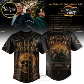 Queens of the Stone Age baseball jersey featuring skull, desert cactus, and 2026 Australia and New Zealand tour dates.!