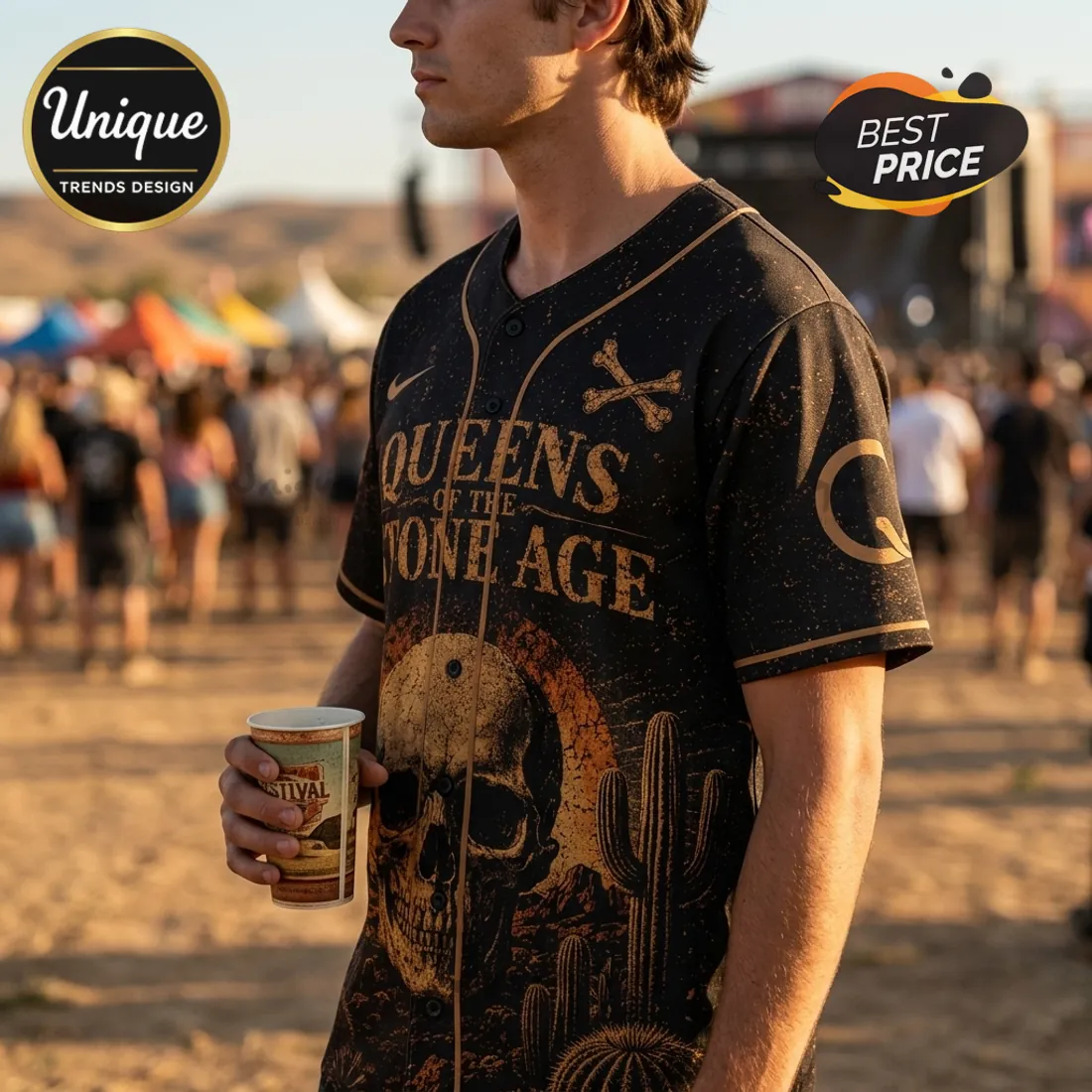 Queens Of The Stone Age Desert Nights Tour Baseball Jersey Queens Of The Stone Age Desert Nights Tour Baseball Jersey