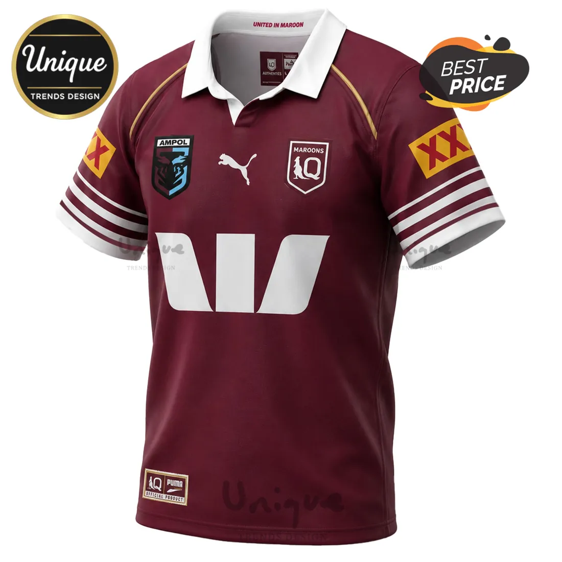 Queensland Maroons Champions Maroon Rugby Polo Shirt Queensland Maroons Champions Maroon Rugby Polo Shirt