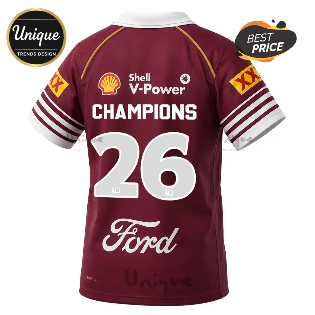 Queensland Maroons Champions Maroon Rugby Polo Shirt Queensland Maroons Champions Maroon Rugby Polo Shirt