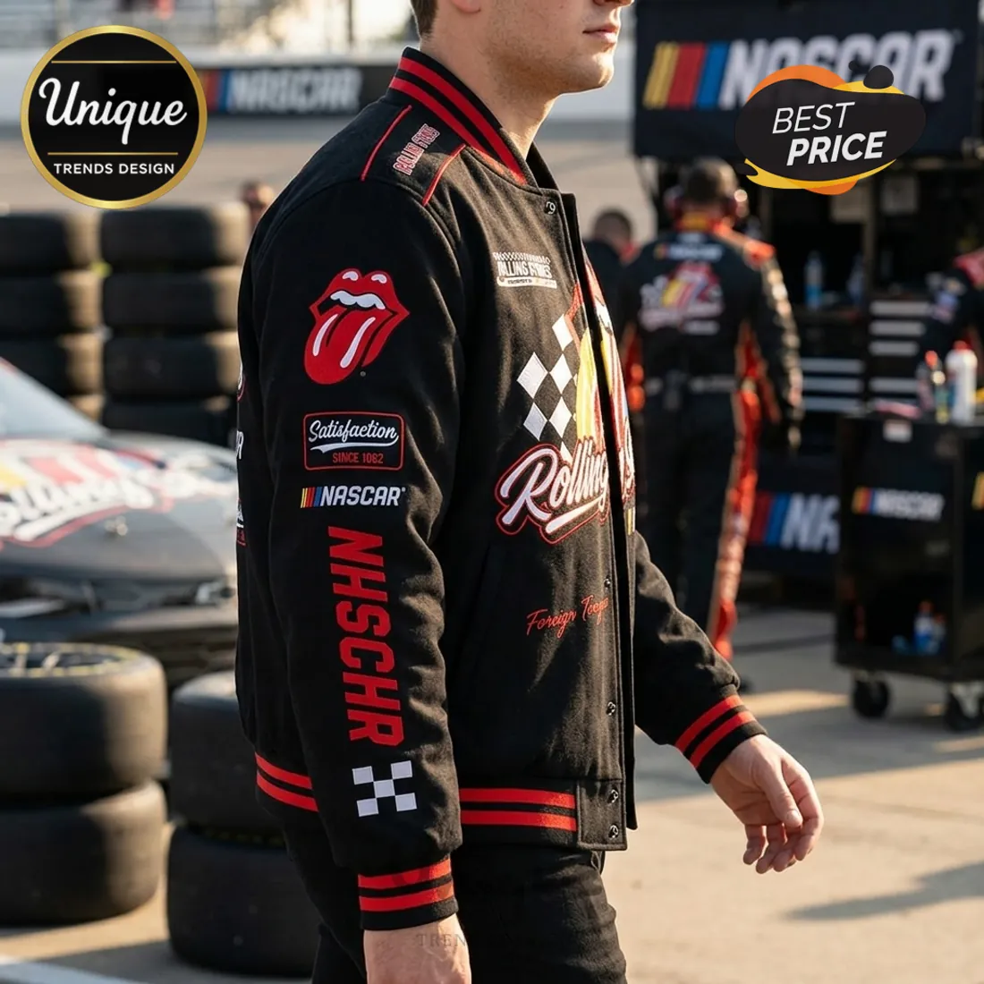 Rolling Stones NASCAR Team Racing Varsity Jacket Rolling Stones NASCAR Team Racing Varsity Jacket