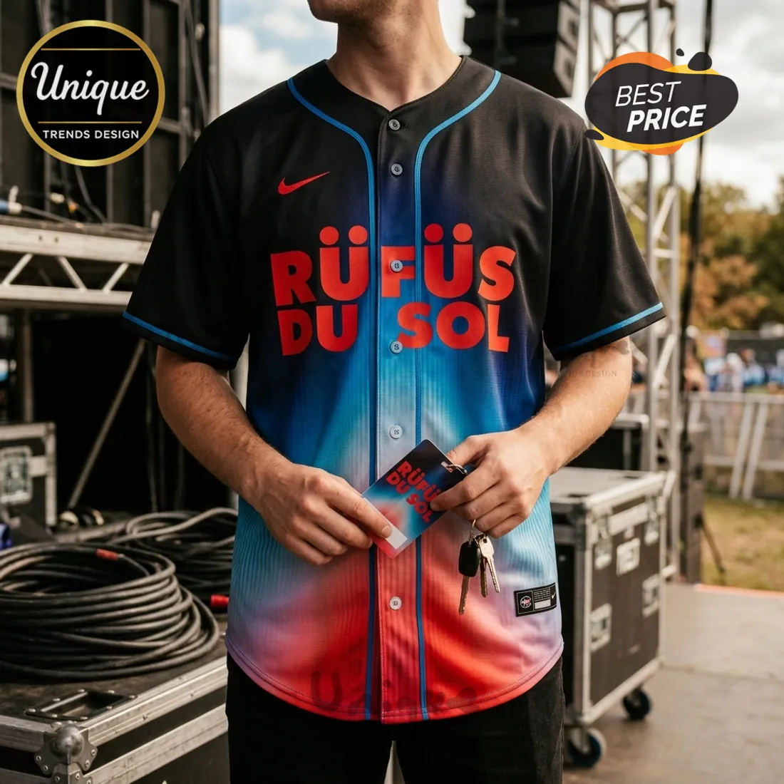 Rufus Du Sol North America 2026 Tour Baseball Jersey Rufus Du Sol North America 2026 Tour Baseball Jersey