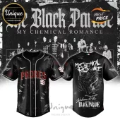 Black My Chemical Romance and San Diego Padres baseball jersey with band graphics, skeletons, and red blood splatter.!