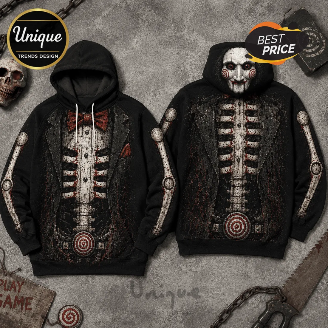 Saw Billy The Puppet Skeleton Black Halloween Hoodie Saw Billy The Puppet Skeleton Black Halloween Hoodie
