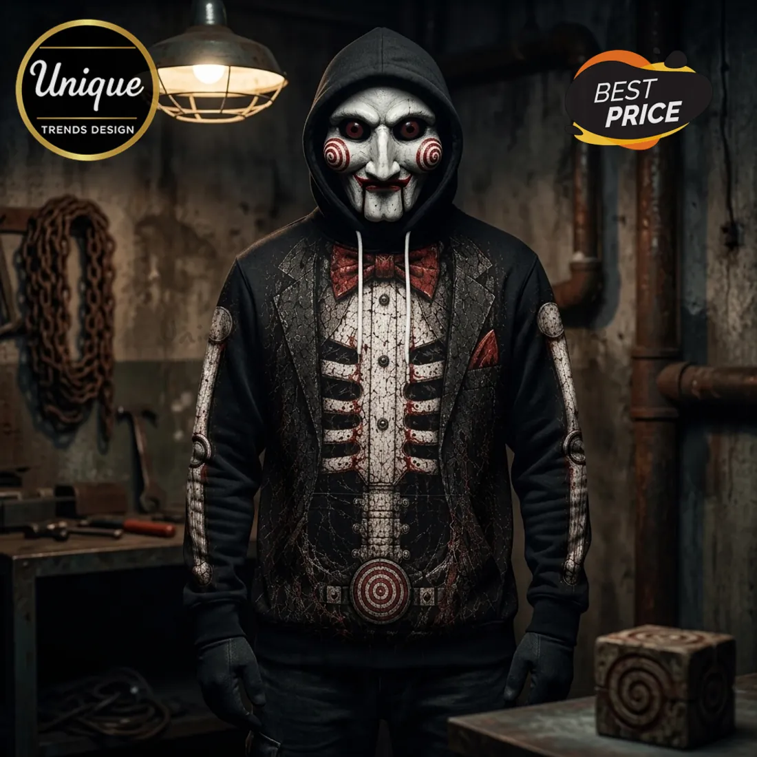 Saw Billy The Puppet Skeleton Black Halloween Hoodie Saw Billy The Puppet Skeleton Black Halloween Hoodie