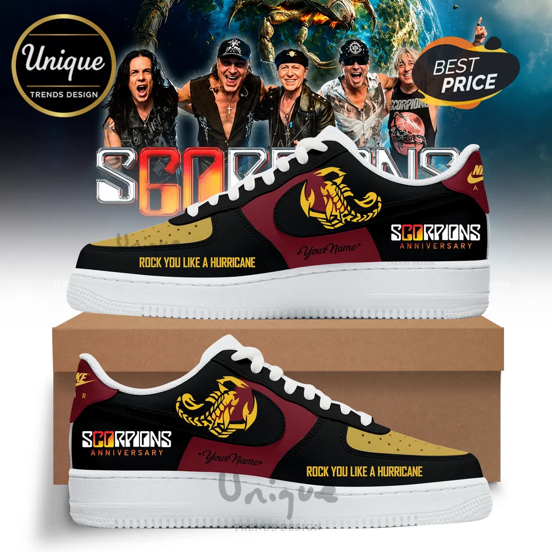 Scorpions Rock You Like A Hurricane Custom Air Force 1 Sneakers Scorpions Rock You Like A Hurricane Custom Air Force 1 Sneakers