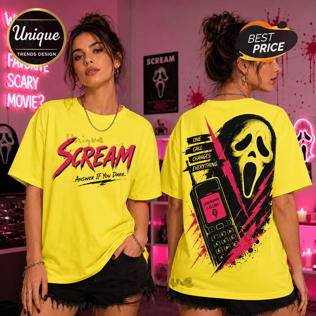 Scream Answer If You Dare Yellow T-Shirt Scream Answer If You Dare Yellow T-Shirt