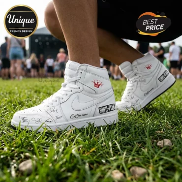 Simple Plan Signature Edition White Air Jordan 1 Sneakers