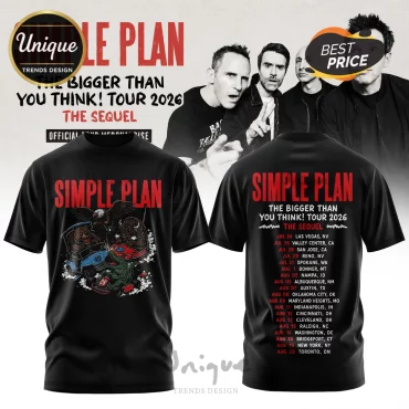 Simple Plan The Bigger Than You Think Tour 2026 Black T-Shirt