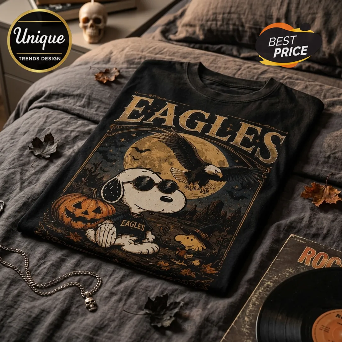 Snoopy x Eagles Halloween The Music Never Stops T-Shirt Snoopy x Eagles Halloween The Music Never Stops T-Shirt