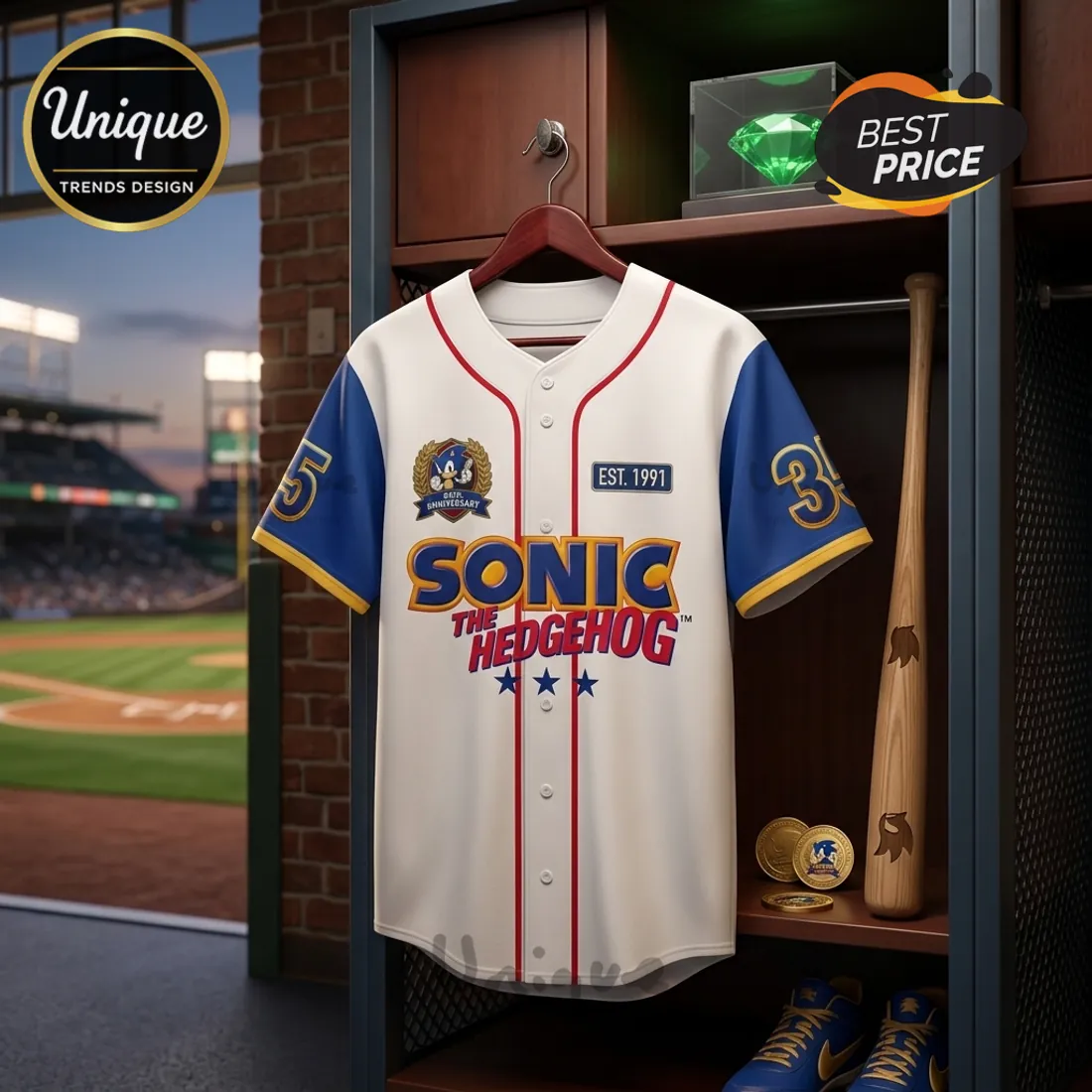 Sonic the Hedgehog 35th Anniversary Baseball Jersey Sonic the Hedgehog 35th Anniversary Baseball Jersey