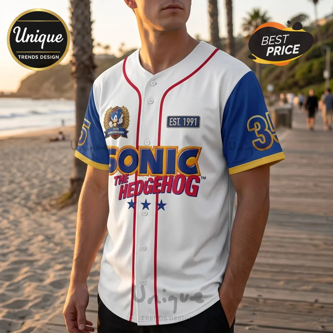 Sonic the Hedgehog 35th Anniversary Baseball Jersey Sonic the Hedgehog 35th Anniversary Baseball Jersey