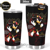 Shadow the Hedgehog stainless steel 30oz tumbler with black and red graphic print, clear lid, and character quote text.!