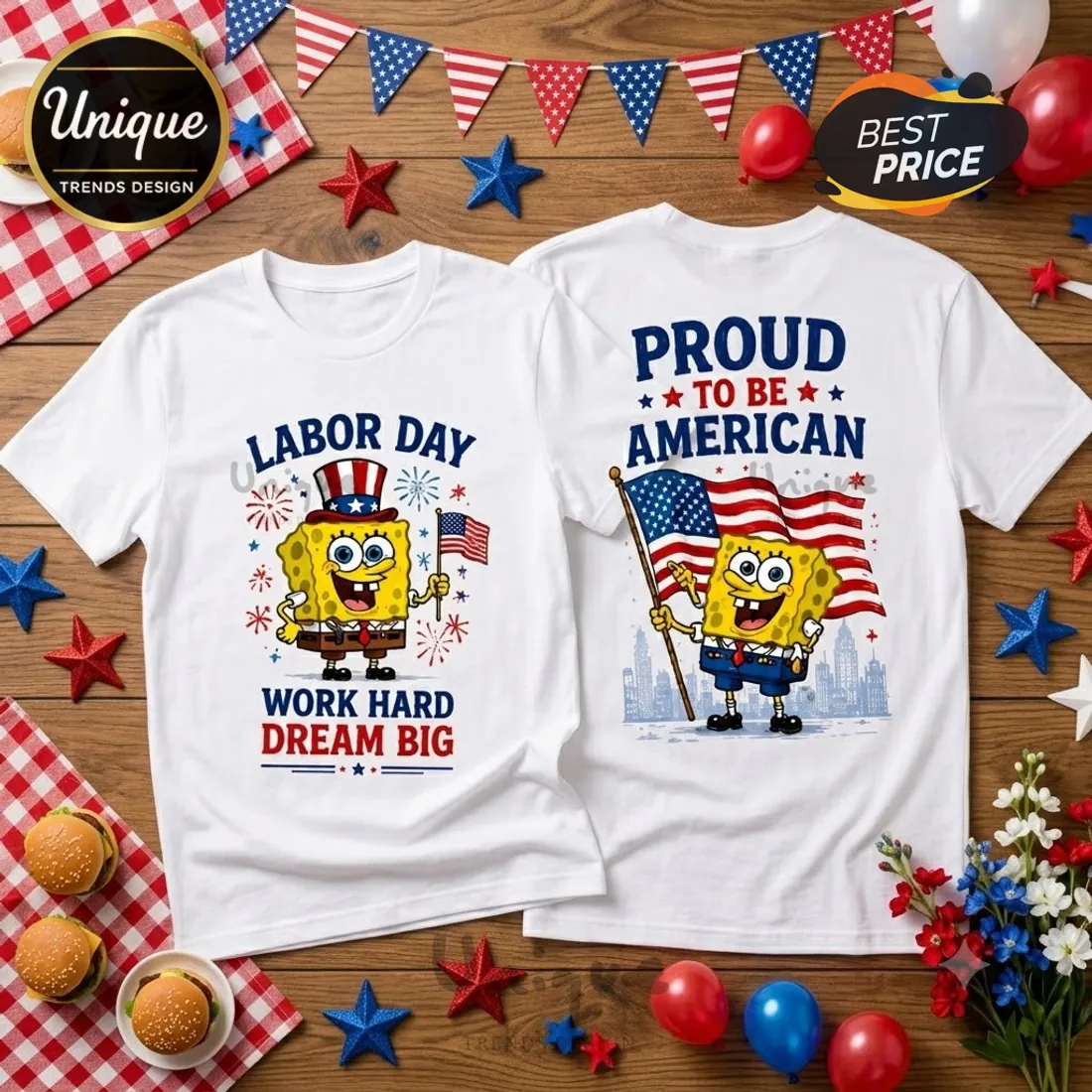 SpongeBob SquarePants Patriotic Labor Day T-Shirt SpongeBob SquarePants Patriotic Labor Day T-Shirt