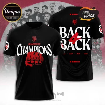 Stade Toulousain 2026 Quadruple Champions Black T-Shirt