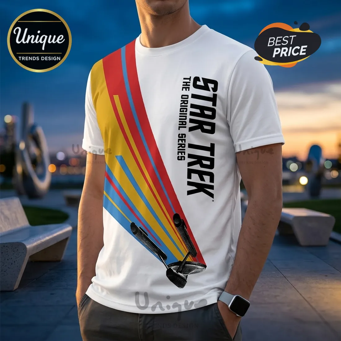 Star Trek 60th Anniversary USS Enterprise White T-Shirt Star Trek 60th Anniversary USS Enterprise White T-Shirt