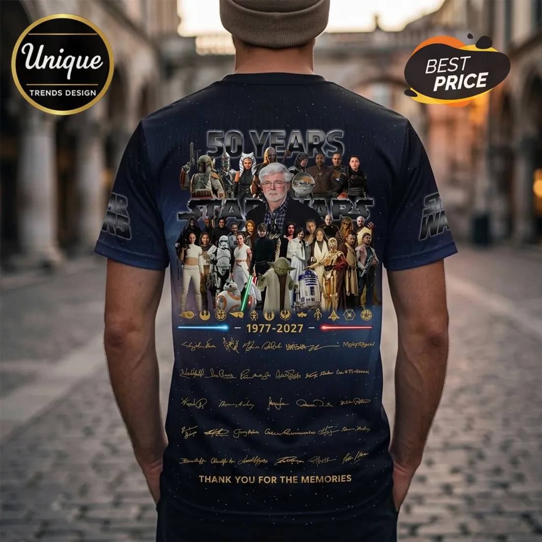 Star Wars 50th Anniversary Cast Signature T-Shirt Star Wars 50th Anniversary Cast Signature T-Shirt
