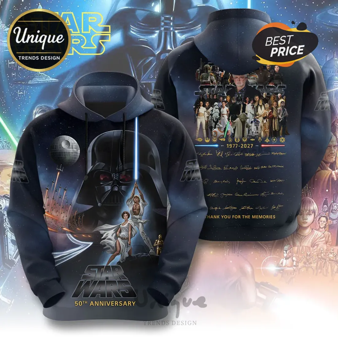 Star Wars 50th Anniversary Cast Signature T-Shirt Star Wars 50th Anniversary Cast Signature T-Shirt