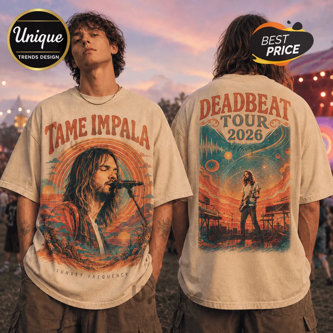 Tame Impala Deadbeat Tour 2026 Cream T-Shirt Tame Impala Deadbeat Tour 2026 Cream T-Shirt