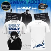Teddy Swims The Ugly Tour White Tour Dates T-Shirt featuring graphic prints of the artist and European concert locations.