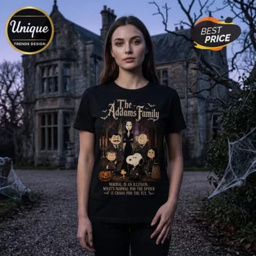 The Addams Family x Snoopy Haunted Home Black T-Shirt