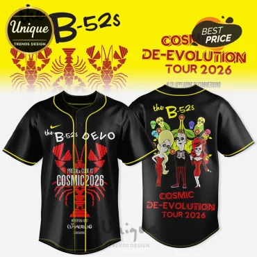 The B-52s x Devo Cosmic De-Evolution 2026 Black Baseball Jersey