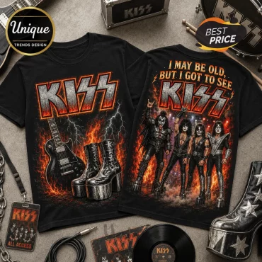 Vintage KISS I May Be Old Band Black T-Shirt
