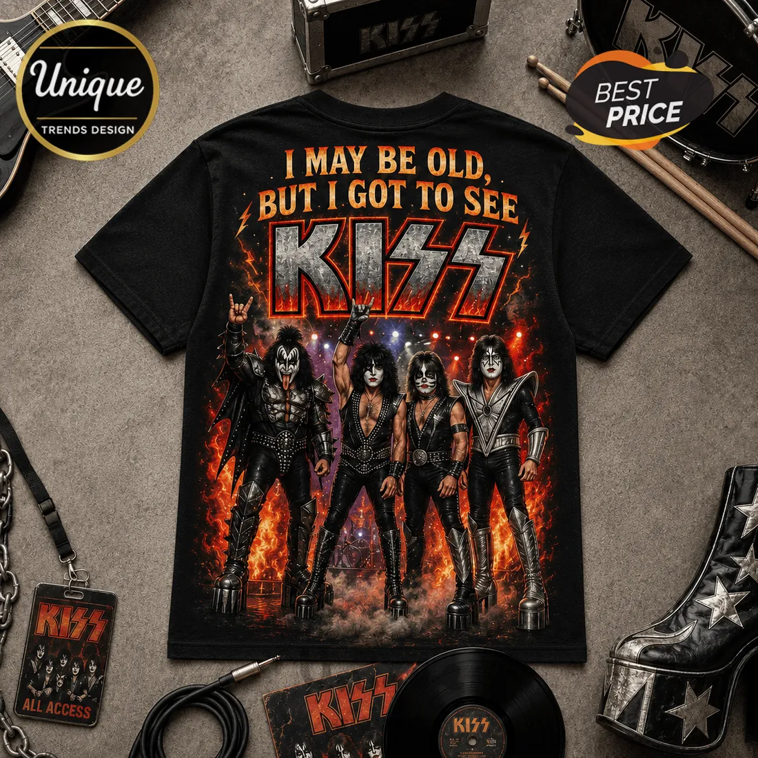 Vintage KISS I May Be Old Band Black T-Shirt Vintage KISS I May Be Old Band Black T-Shirt